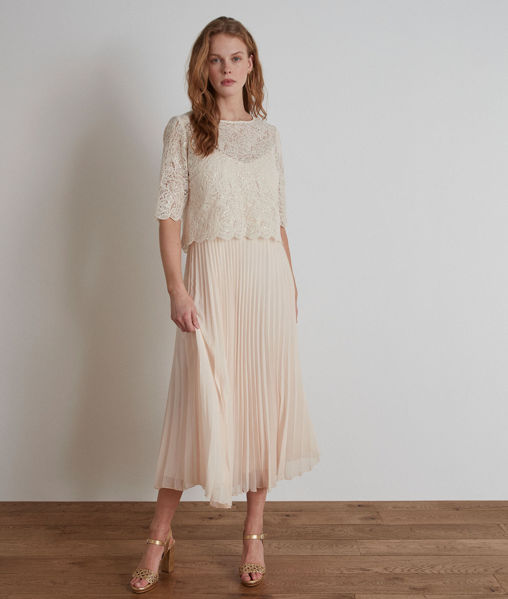 Picture of GRENADE LONG IVORY PLEATED DRESS